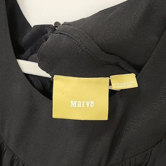 Anthro MAEVE RUFFLE COLD SHOULDER CUT OUT LIGHTWEIGHT BLACK DRESSY BLOUSE SIZE 2 - Picture 14 of 15